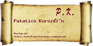 Patatics Kurszán névjegykártya